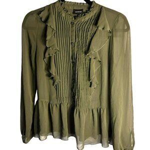 COPY - Who What Wear Olive Green Sheer Fabric Girls Top Sku 1055 Size XS
